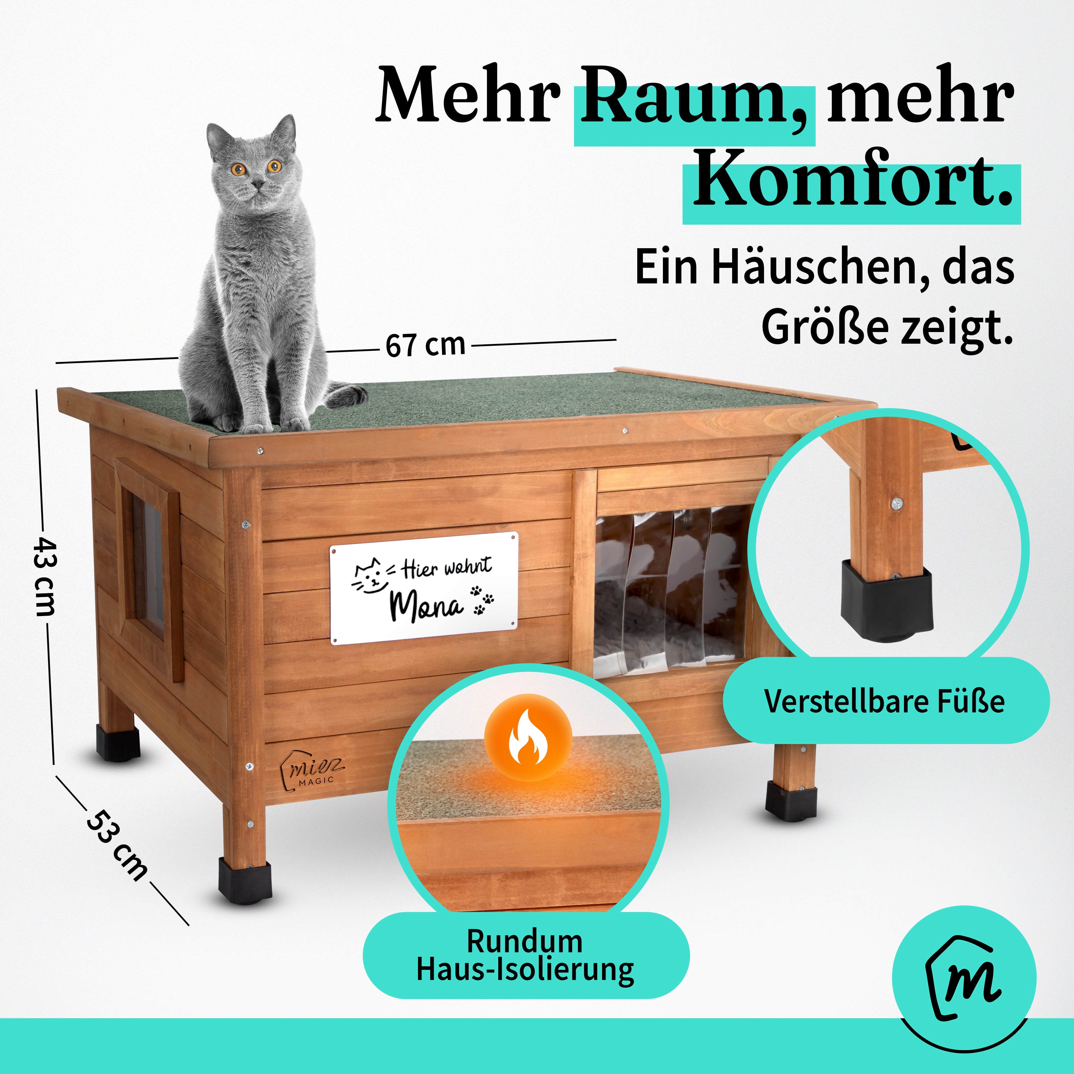 Katzenhaus Outdoor - winterfest & isoliert - inklusive Katzenkissen